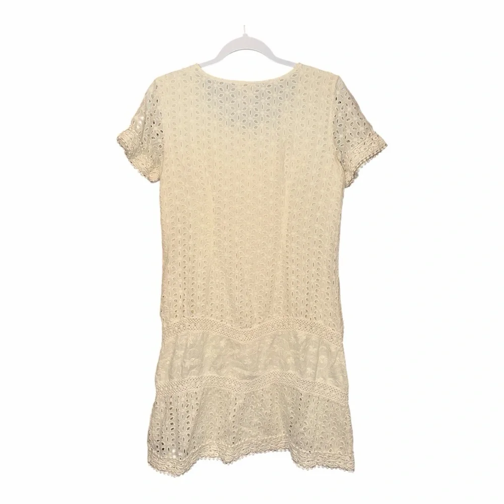 Sundance Ivory Eyelet Shift Dress • Soft Girl Vintage Romantic Cottagecore P8 AG